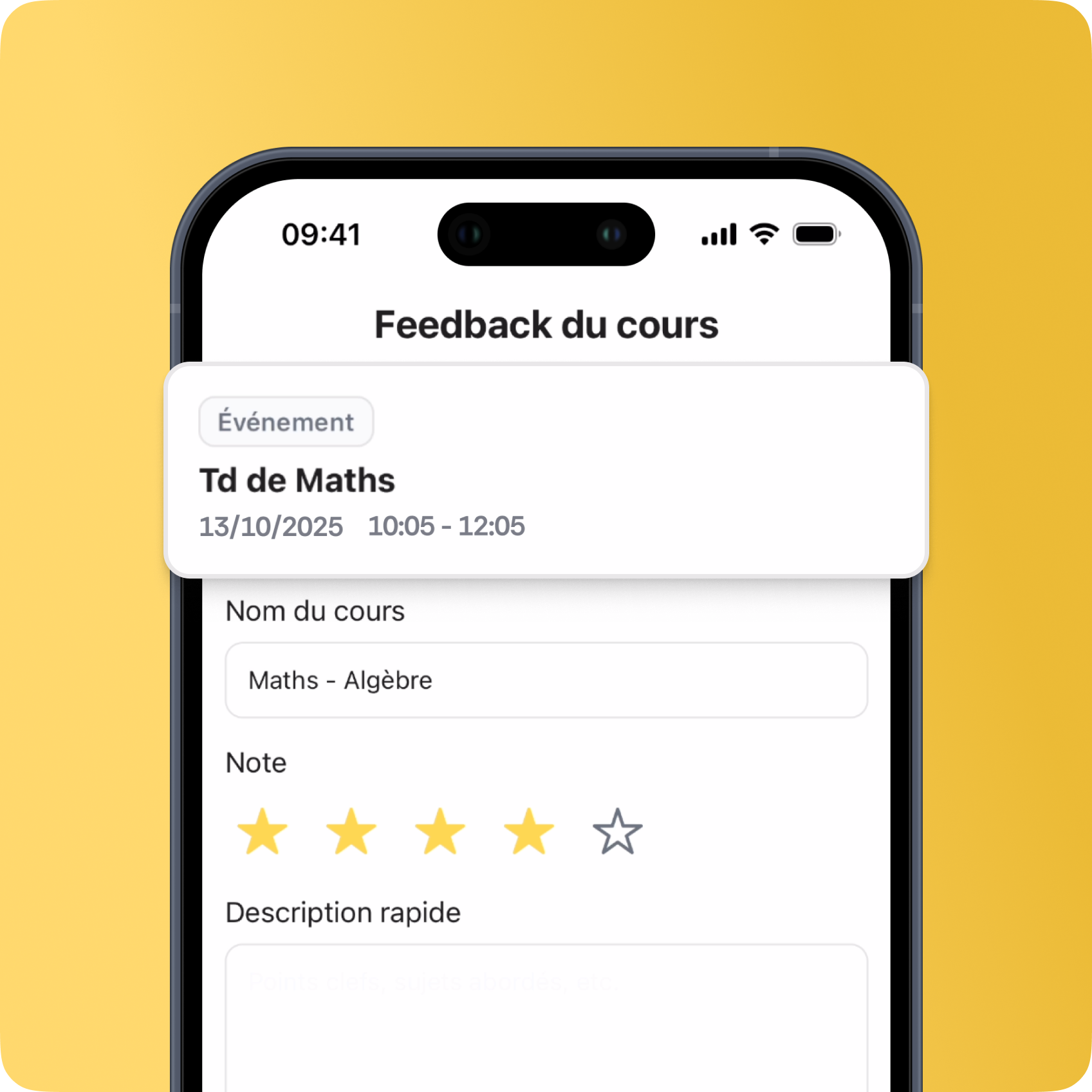 Illustration du feedback de cours